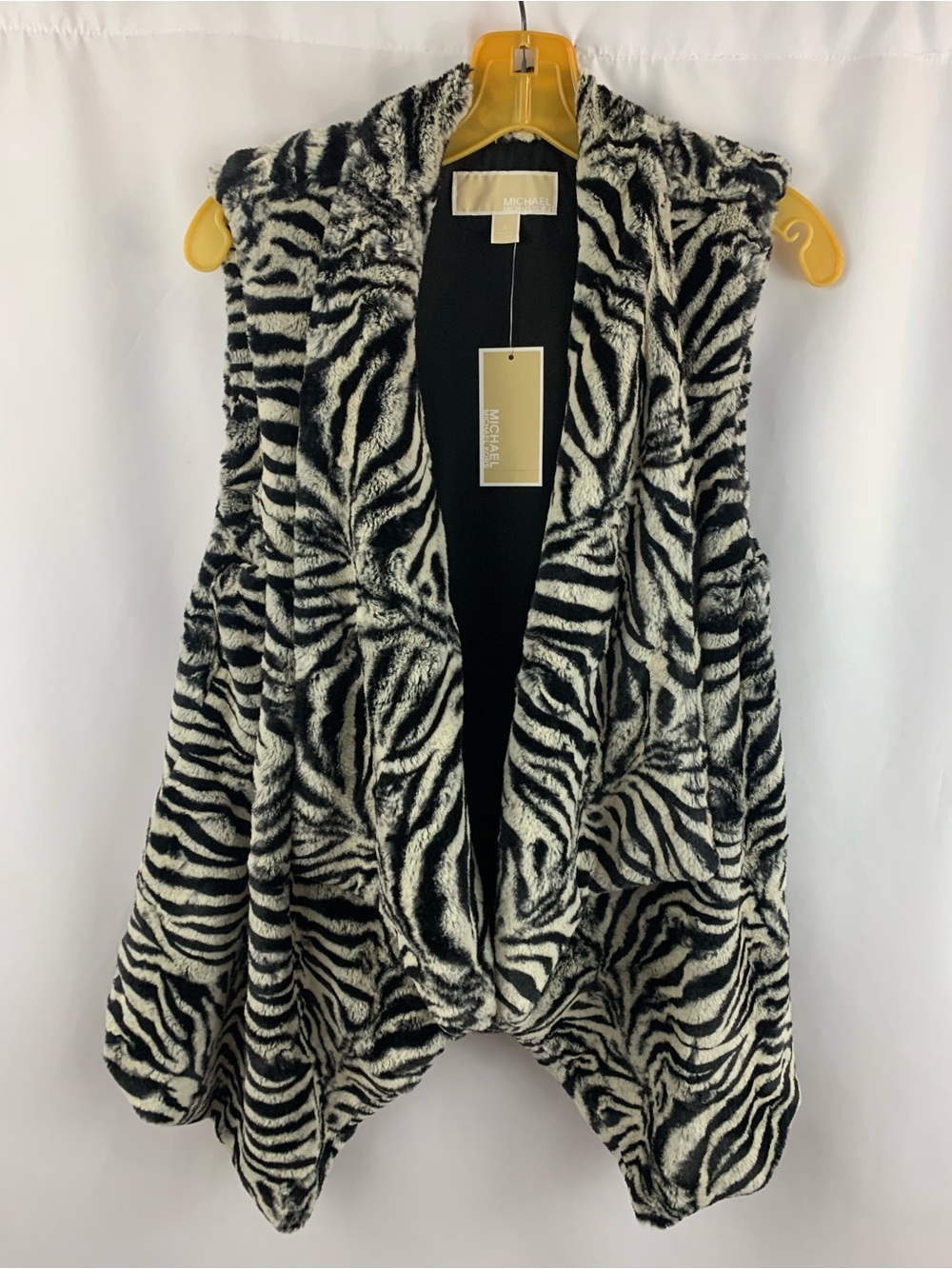 MK Michael Kors Faux Rabbit Fur Vest Size S Zebra NWT
